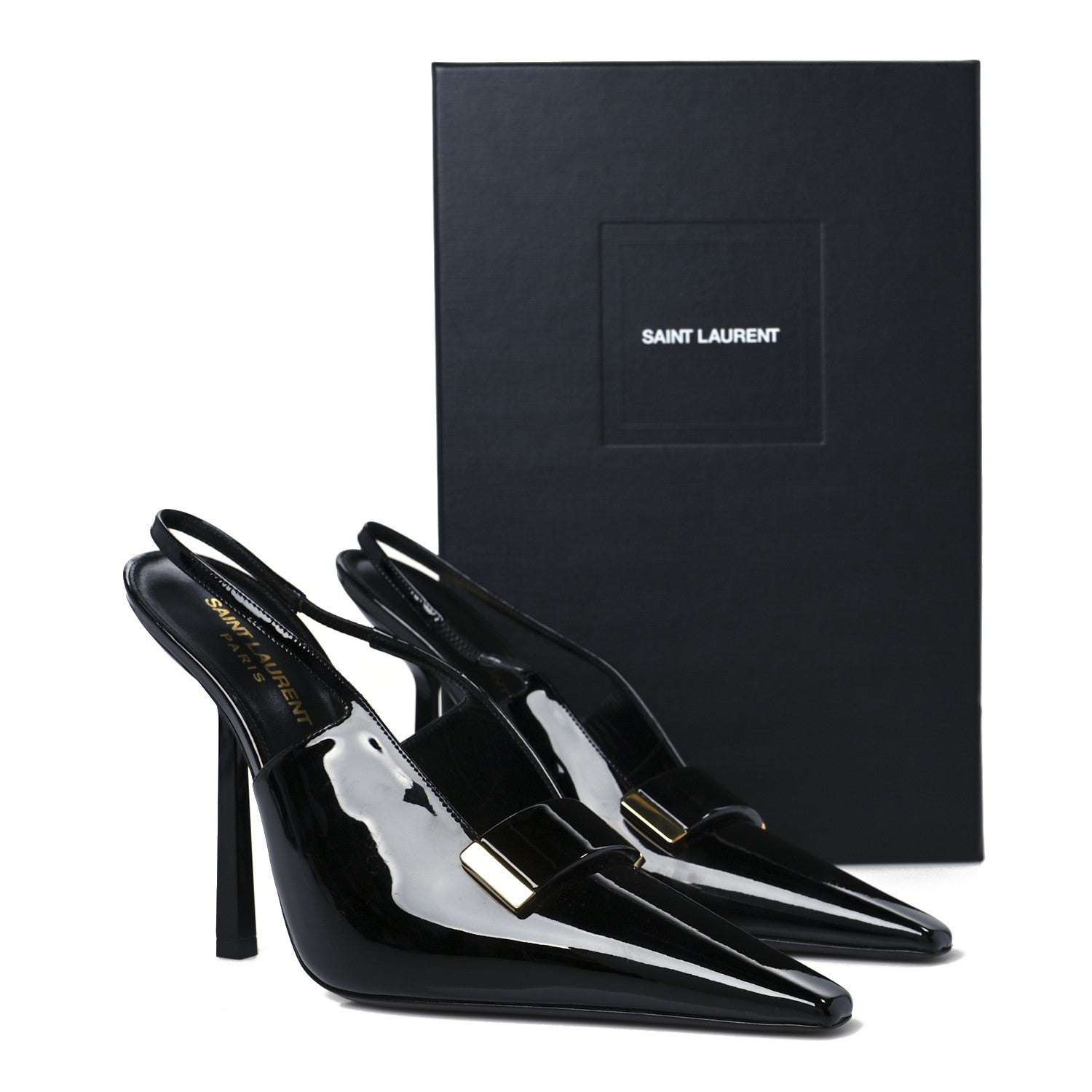 Saint Laurent Patent Madame 115mm Slingback Pumps 38.5 Black 10 of 10