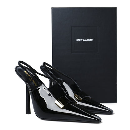 Saint Laurent Patent Madame 115mm Slingback Pumps 38.5 Black 10 of 10