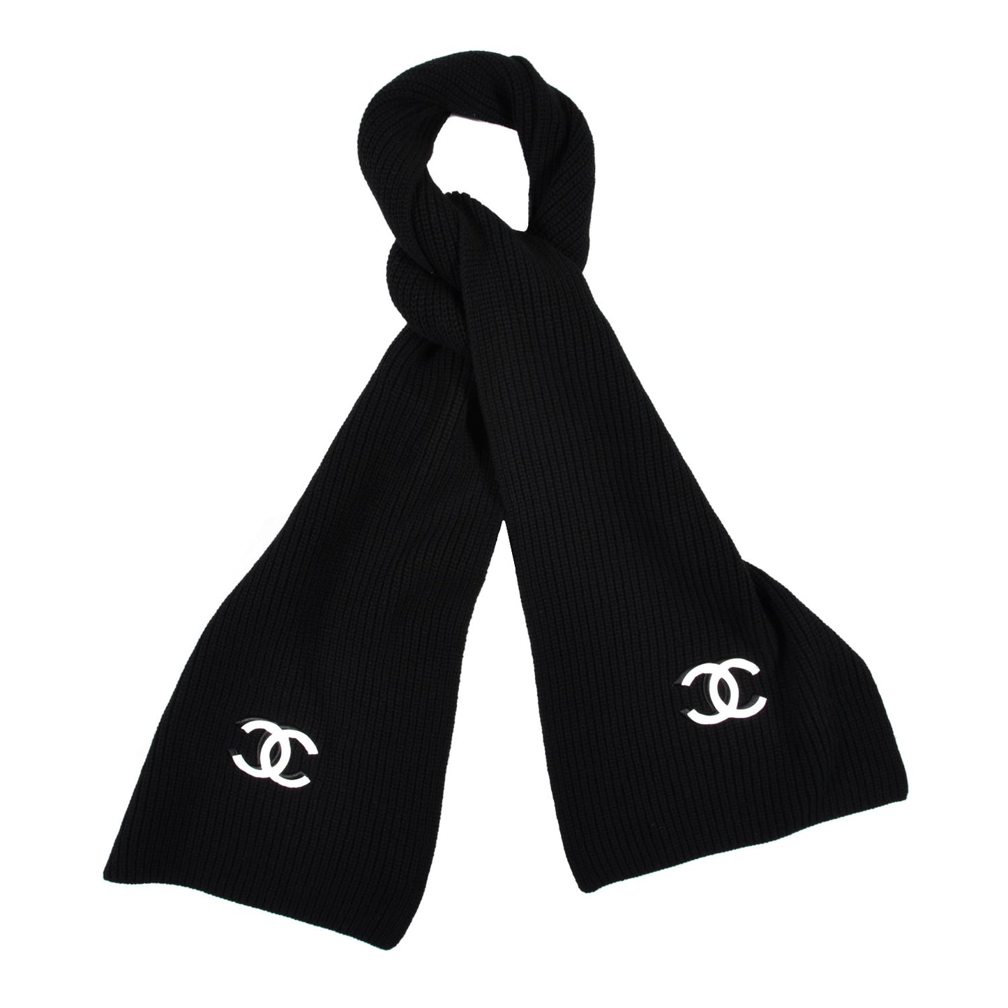 Wool Cashmere CC Scarf Black White