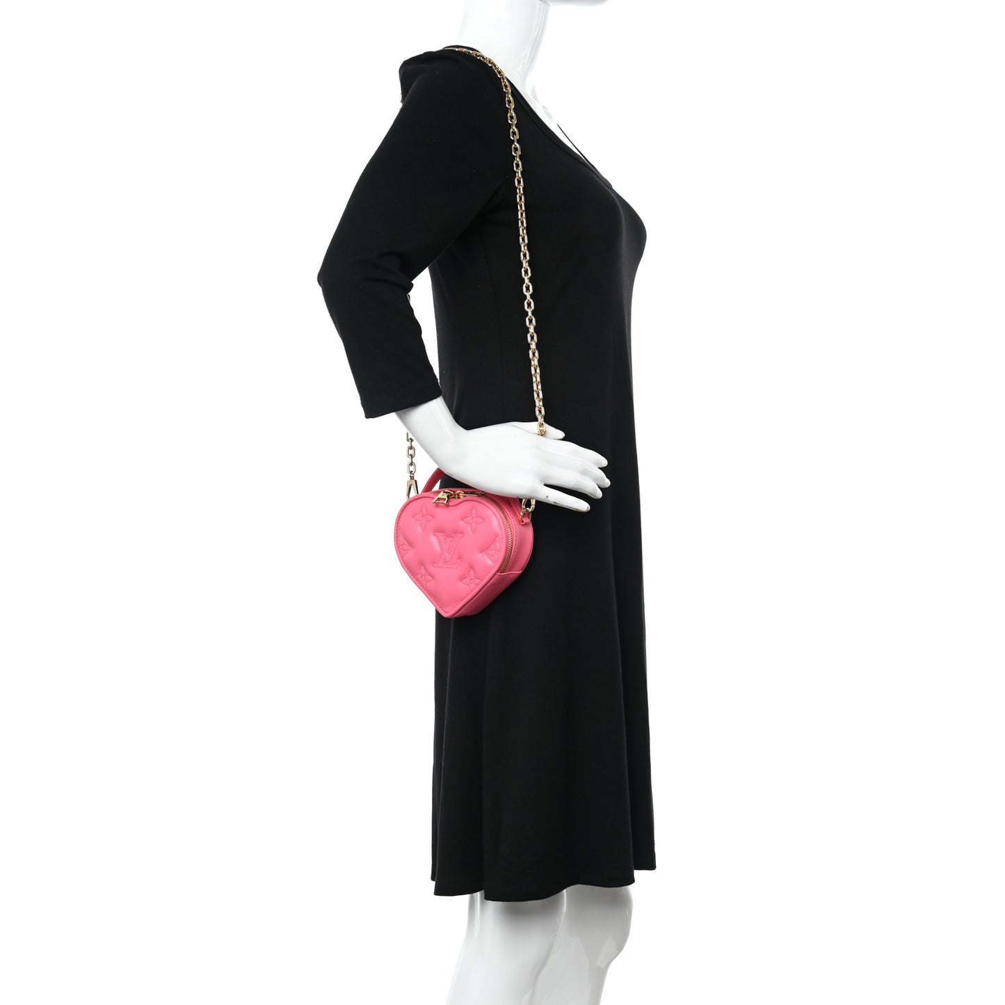 Calfskin Embroidered Monogram Pop My Heart Bag Pouch Dragon Fruit Pink