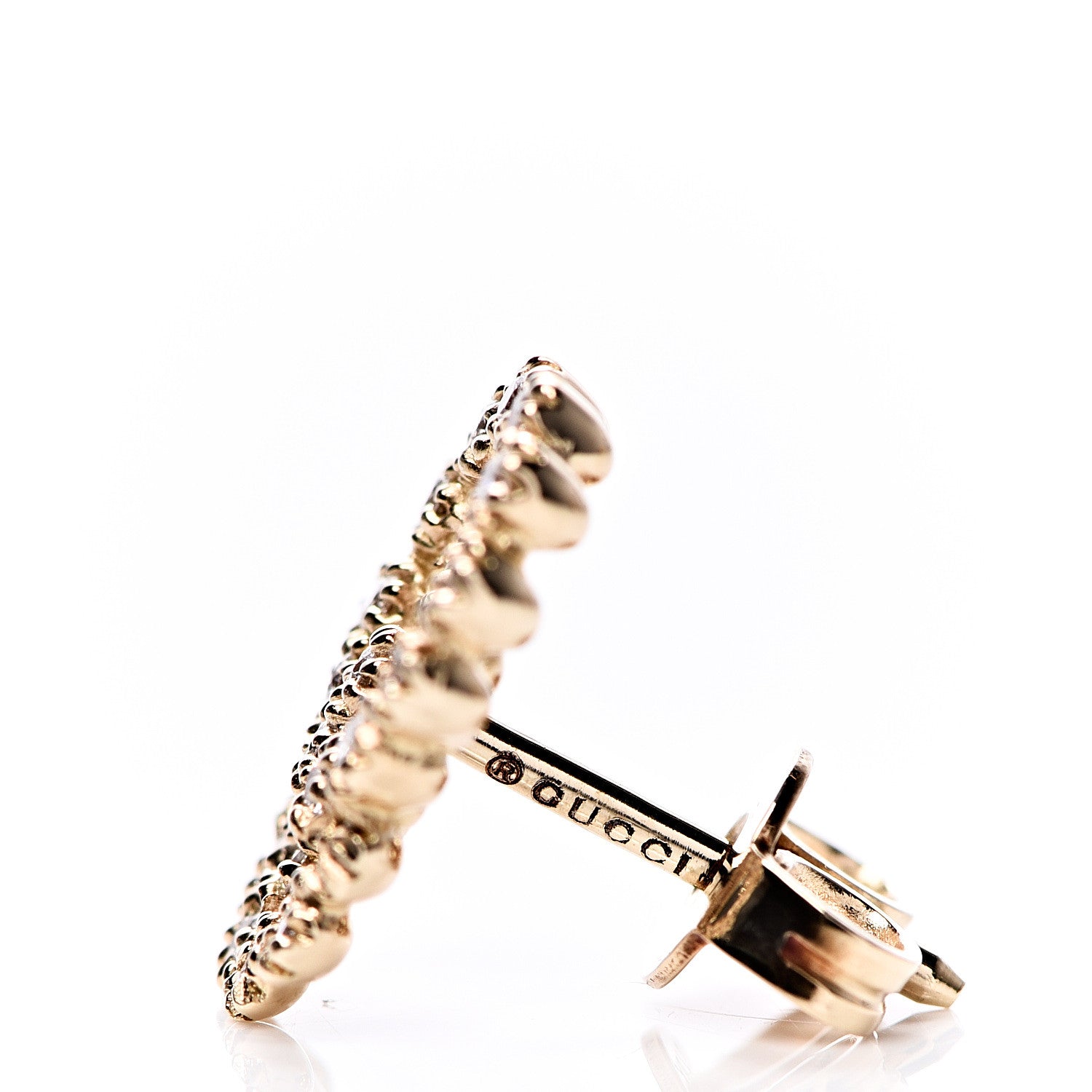 Gucci 18K Yellow Gold Diamond Running G Earrings 4 of 6
