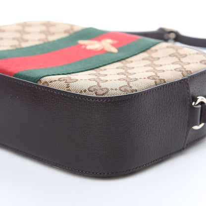 Gucci GG Supreme Monogram Web Small Webby Bee Shoulder Bag Dark Brown 9 of 11