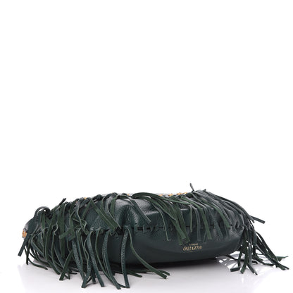Valentino Garavani Grained Calfskin C-Rockee Fringe Hobo Light Emerald 4 of 10