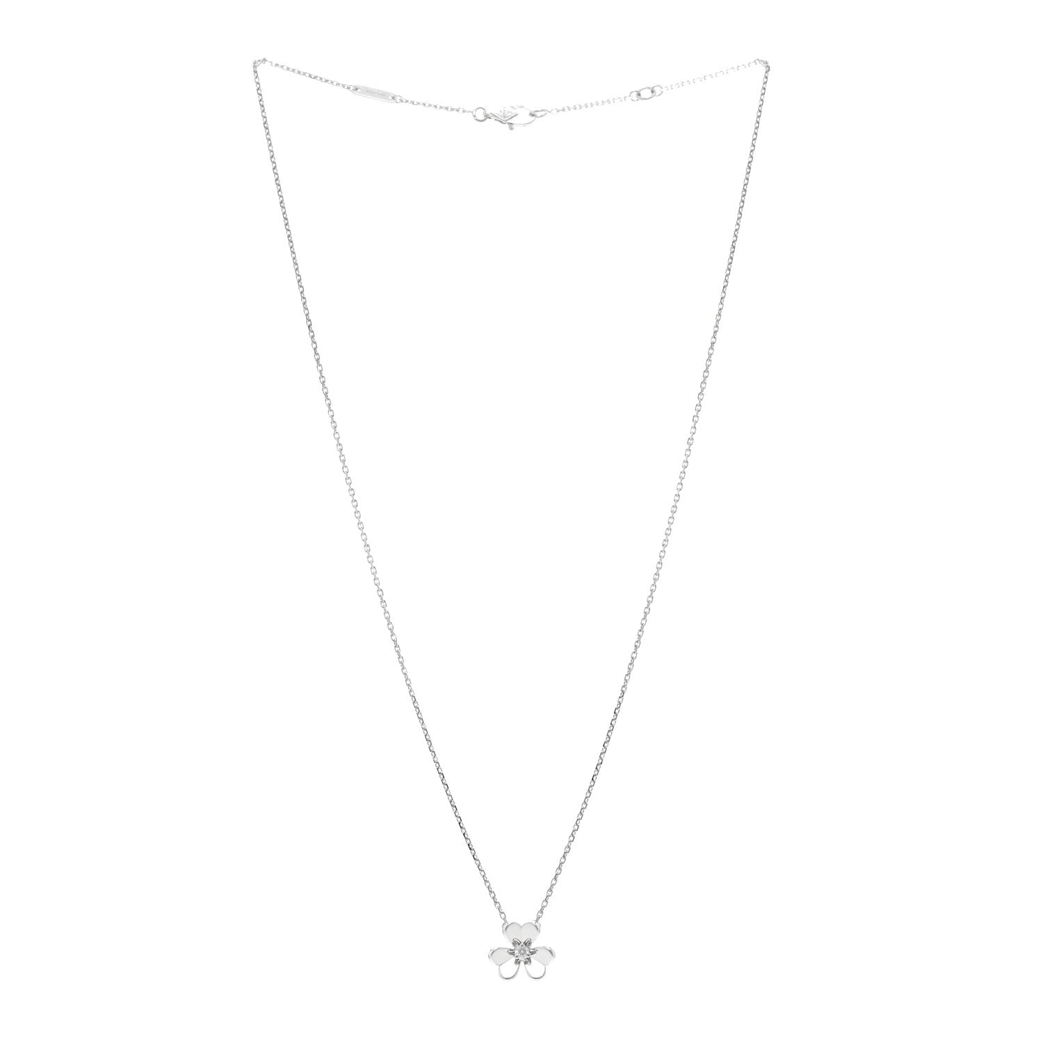 Van Cleef & Arpels 18K White Gold Diamond Mini Frivole Pendant Necklace 3 of 5