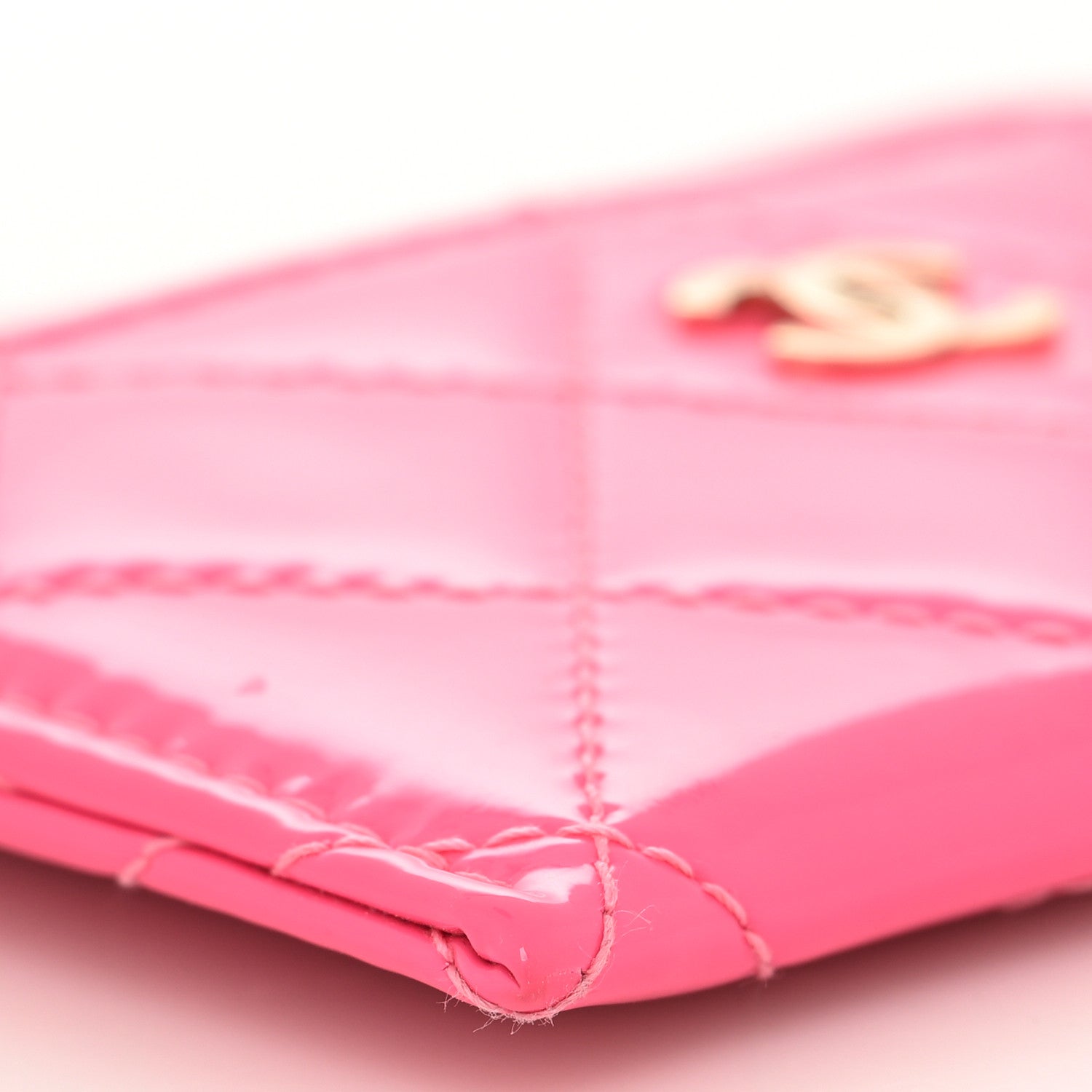 Chanel Patent Quilted Card Holder Pink 9 of 11