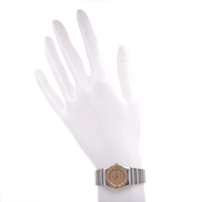 Omega Stainless Steel 18K Yellow Gold Diamond Bezel 22mm Constellation Quartz Watch Champagne 895.1080.1 2 of 6