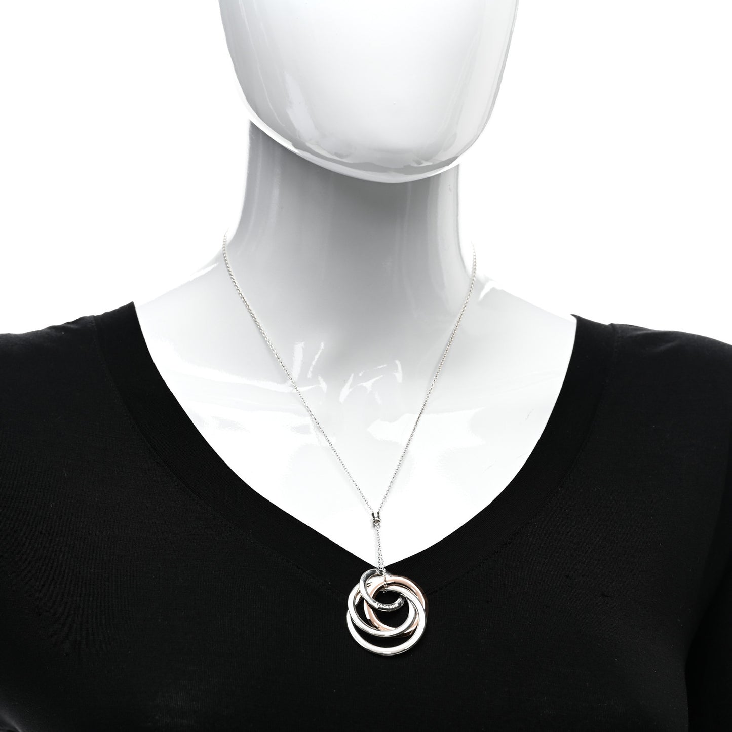 Sterling Silver Rubedo Large Interlocking Circles Pendant Necklace