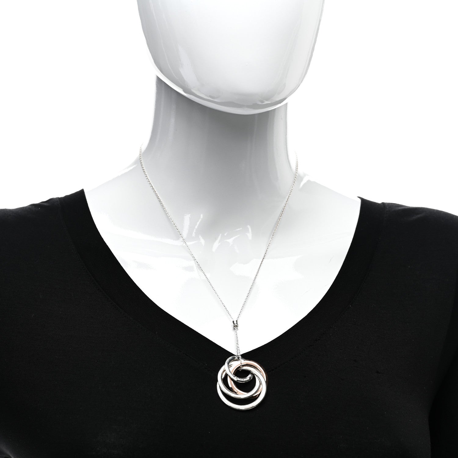 Tiffany Sterling Silver Rubedo Large Interlocking Circles Pendant Necklace 2 of 4