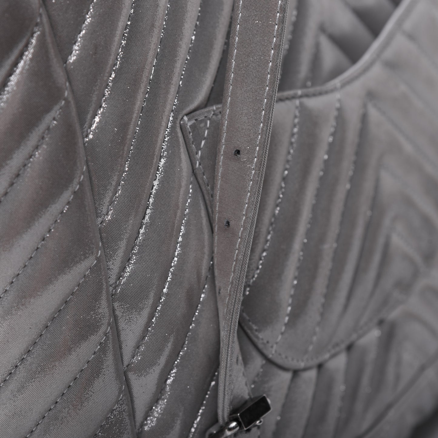 Metallic Calfskin Chevron Quilted Small Urban Spirit Backpack Silver