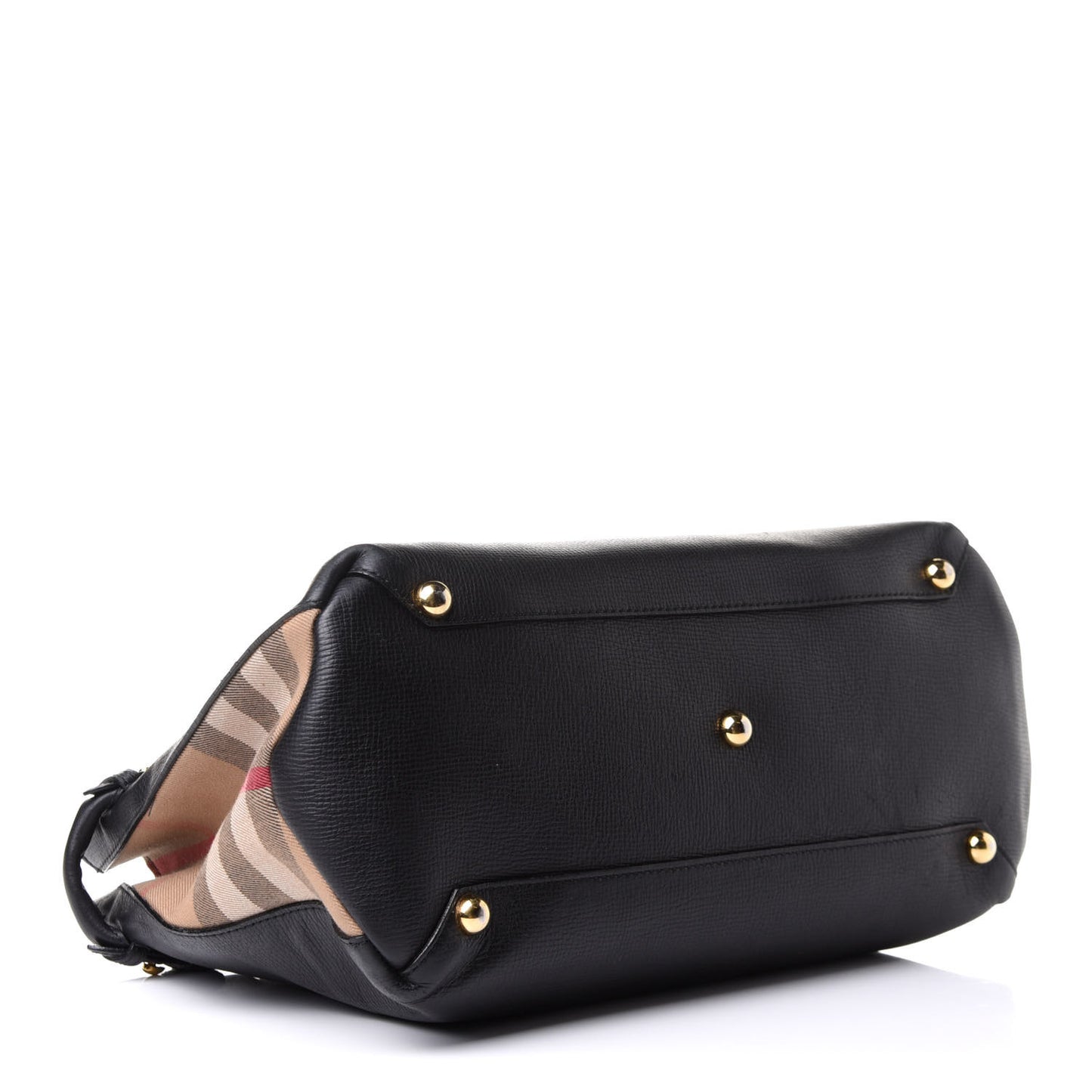 Grainy Calfskin House Check Medium Banner Tote Black