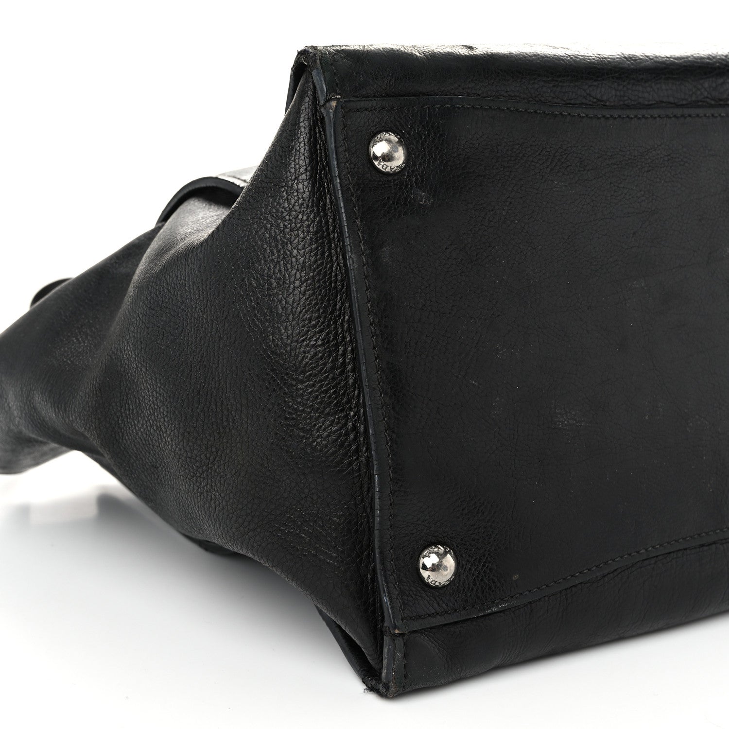 Prada Glace Calf Twin Pocket Tote Black 9 of 16