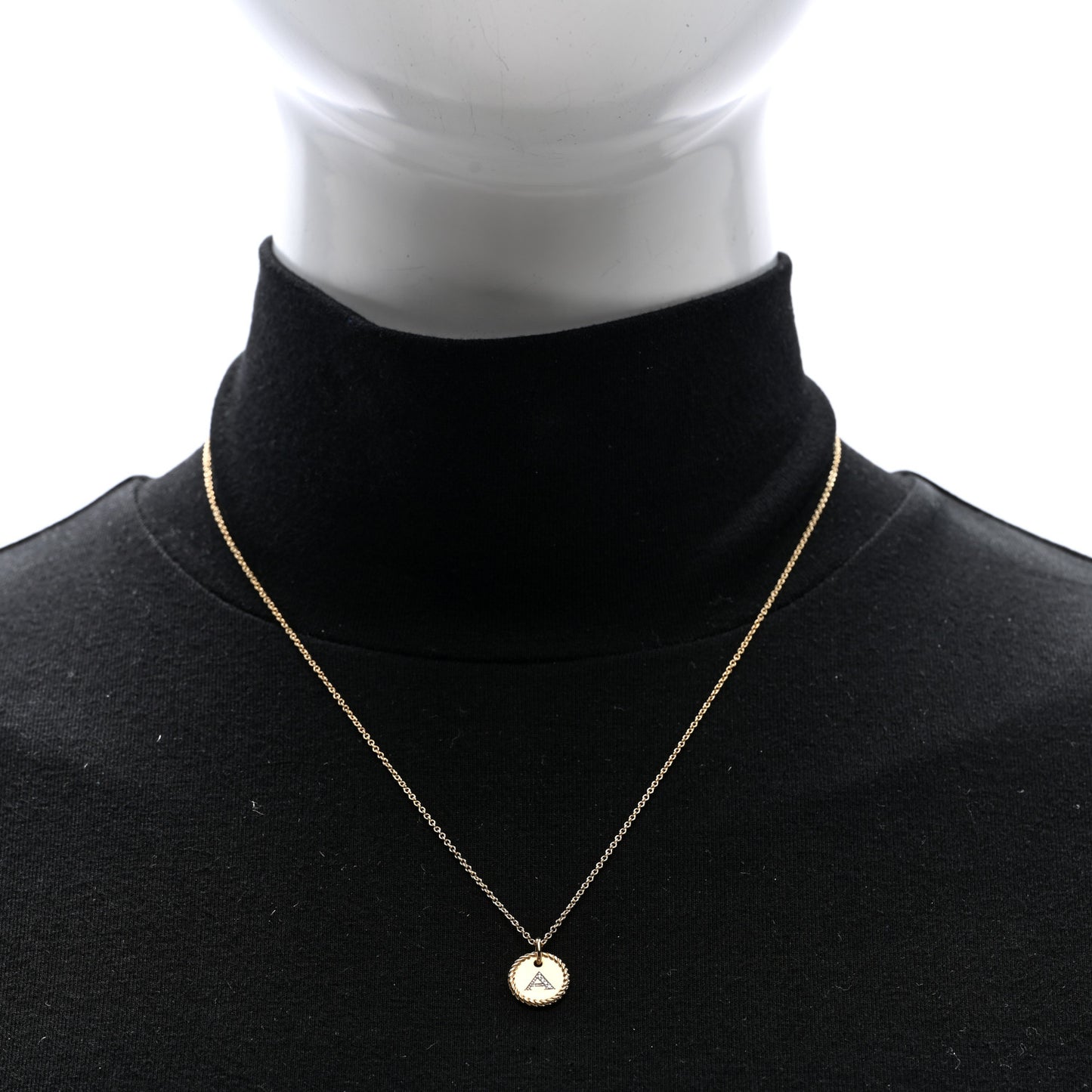 18K Yellow Gold Diamond Initial A Charm Necklace
