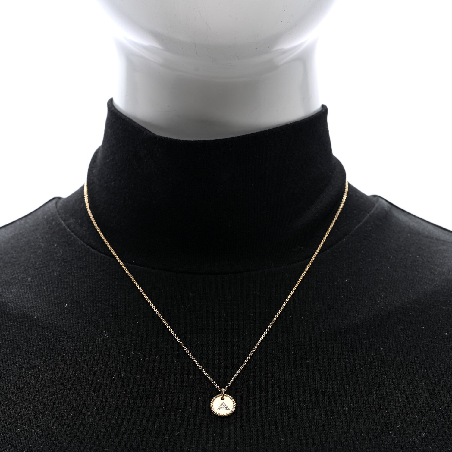 David Yurman 18K Yellow Gold Diamond Initial A Charm Necklace 2 of 5