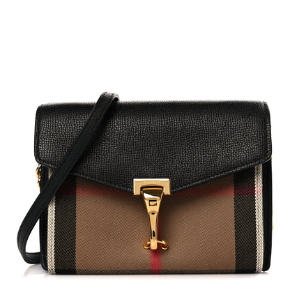 Burberry Derby Calfskin House Check Baby Macken Crossbody Bag Black 1 of 8