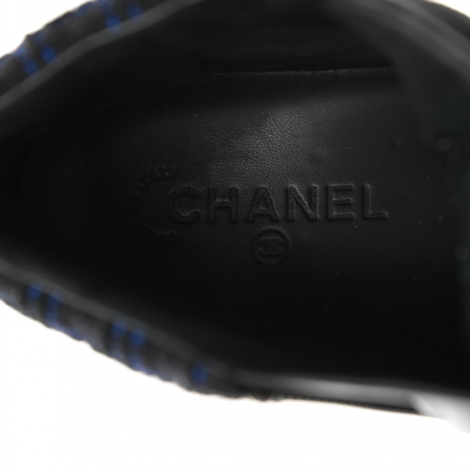 Chanel Lambskin Tweed Zipped Sneakers 40 Black Blue 6 of 7