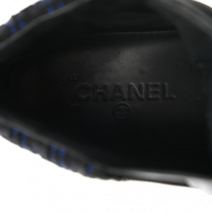 Chanel Lambskin Tweed Zipped Sneakers 40 Black Blue 6 of 7