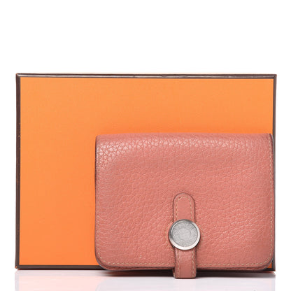 Hermes Taurillon Clemence Dogon Card Case Rose Thè 18 of 18