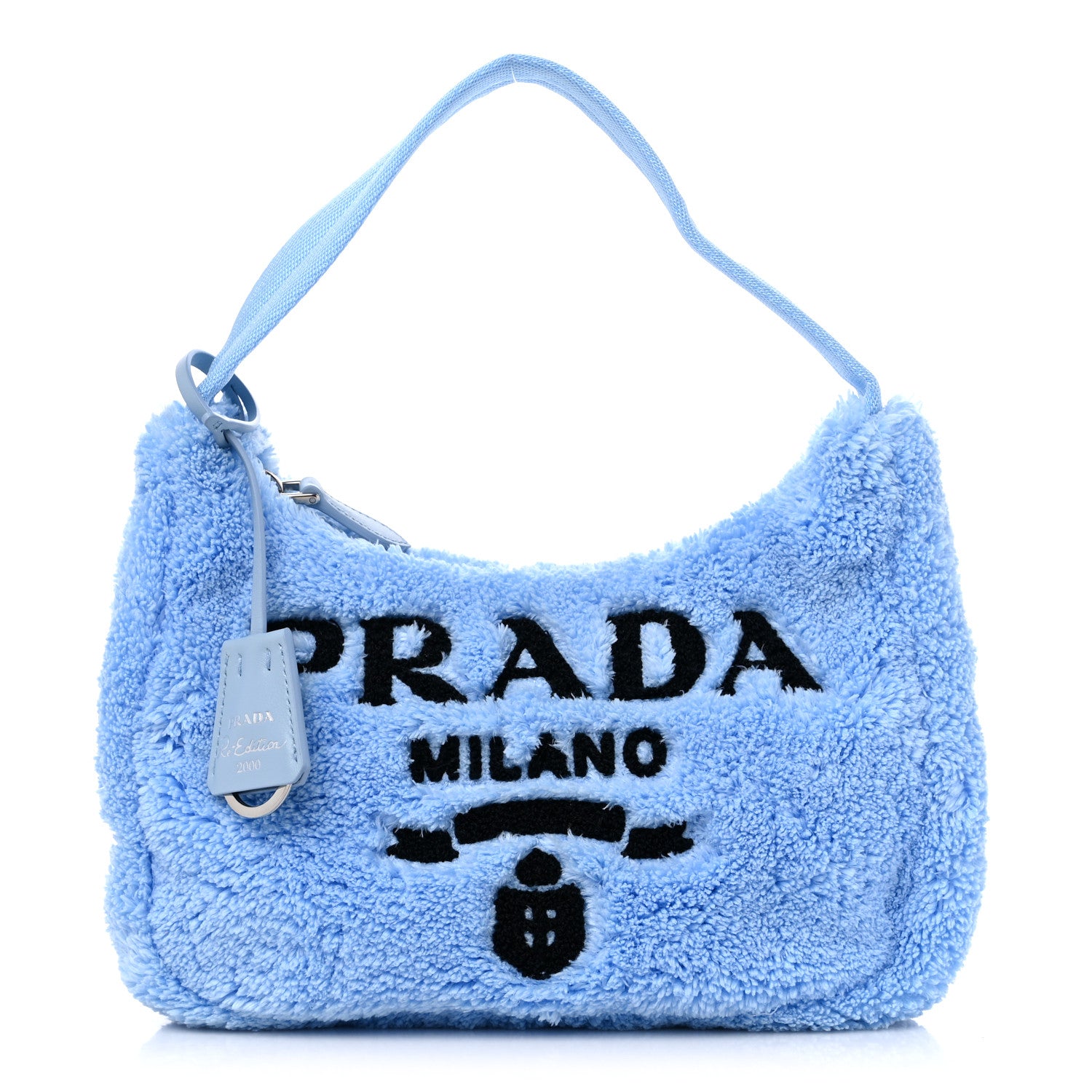 Prada Terry Cloth Mini Re-Edition 2000 Bag Celeste Black 1 of 8