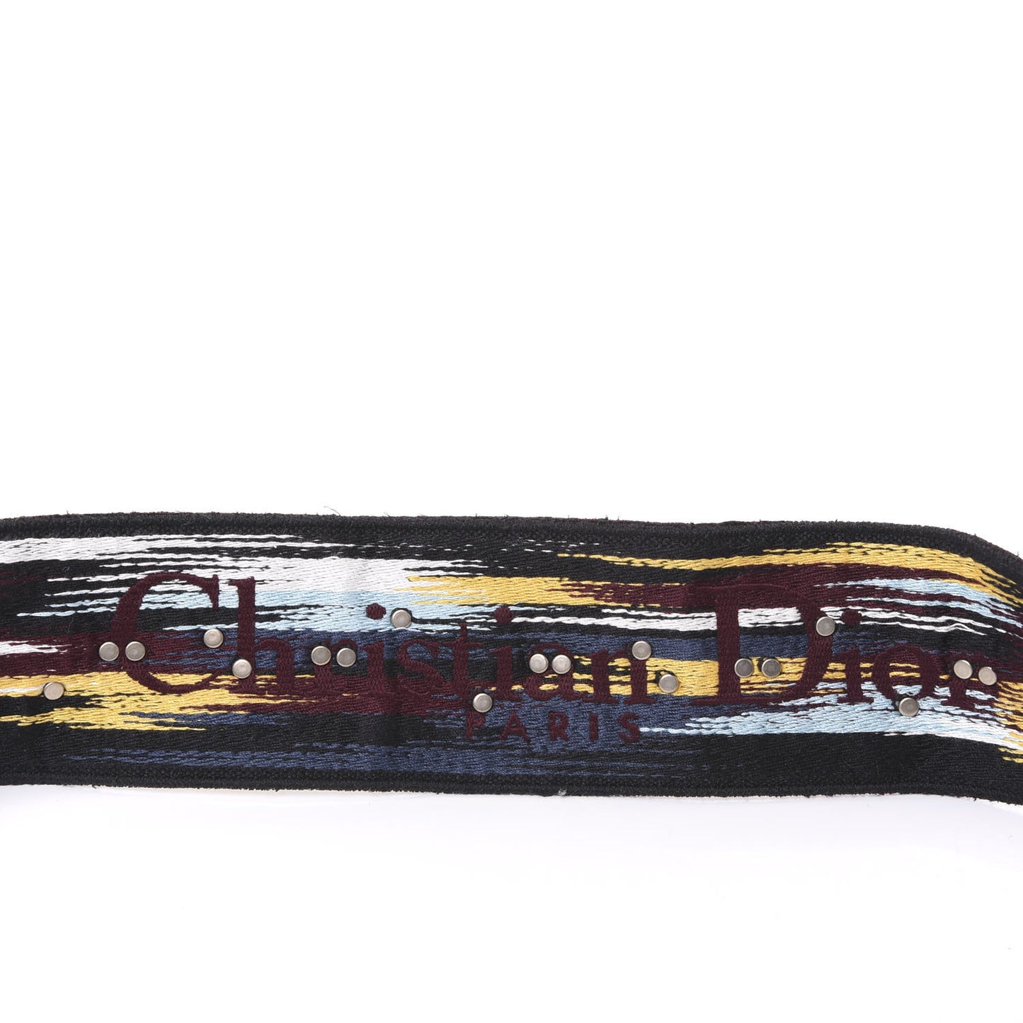 Canvas Embroidered Studded Shoulder Strap Black Multicolor