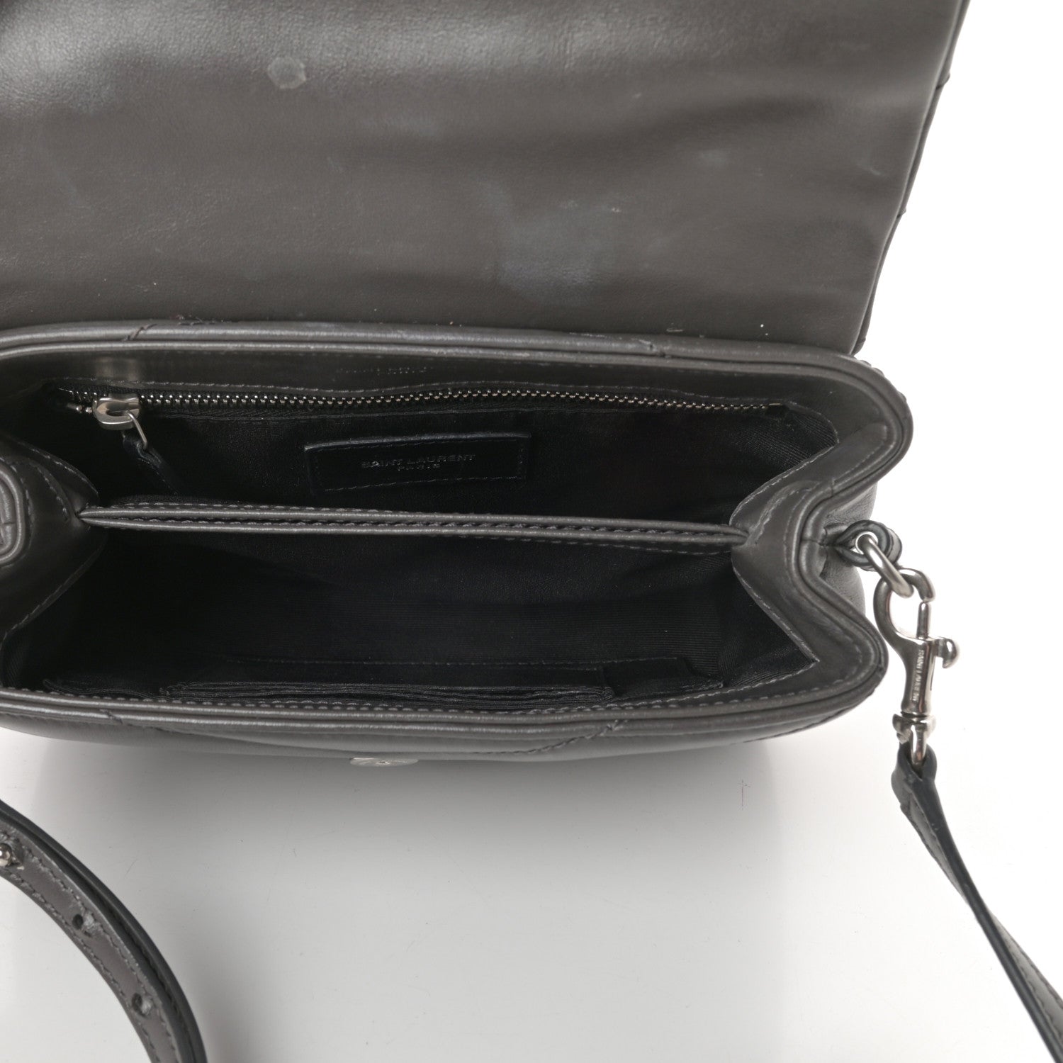 Saint Laurent Calfskin Y Quilted Monogram Toy Loulou Crossbody Bag Storm 7 of 18