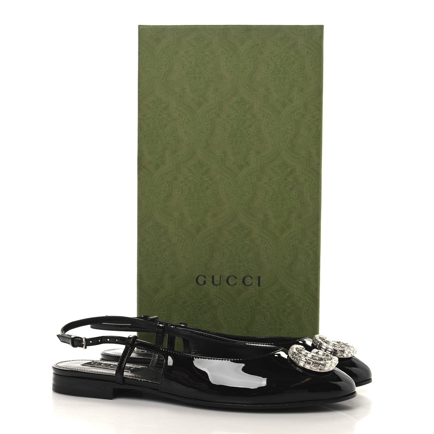 Vernice Crystal GG Harlow Ballet Flats 36 Black