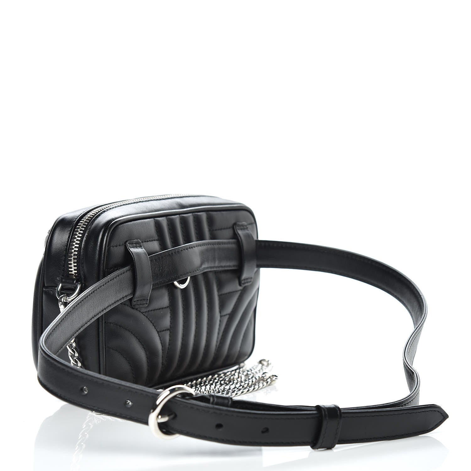Prada Soft Calfskin Impunture Diagramme Belt Bag Black 4 of 9