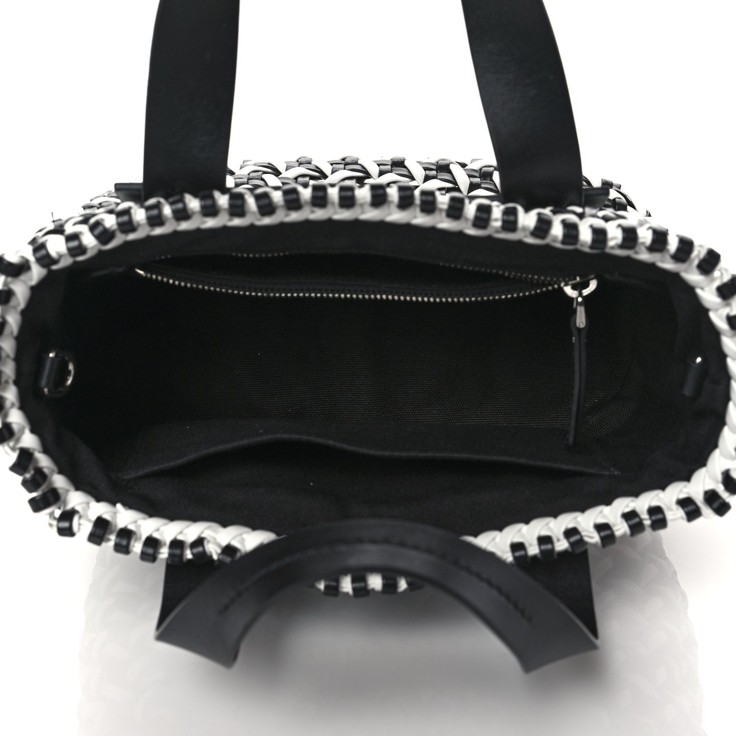 Nappa Matelasse Wicker Basket Bag Black White