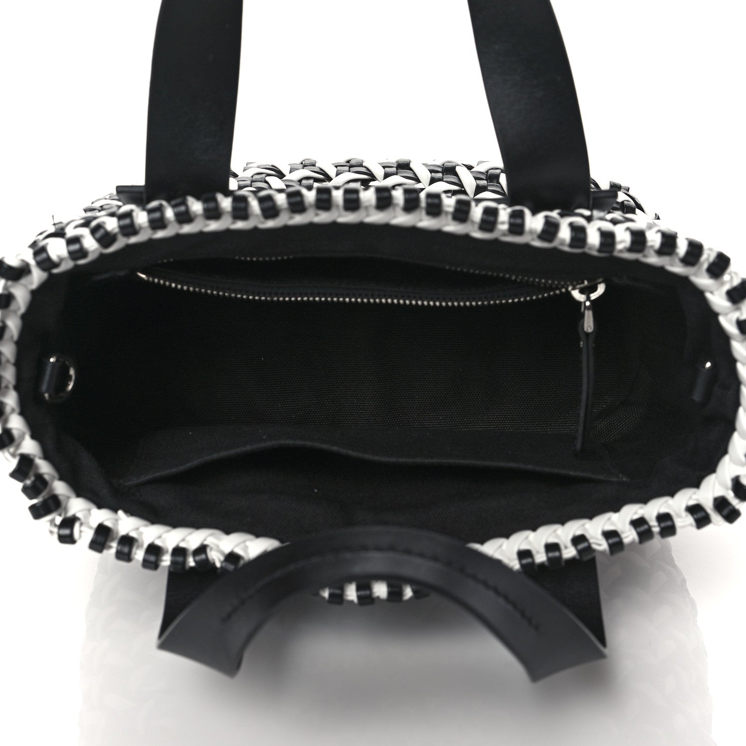 Miu Miu Nappa Matelasse Wicker Basket Bag Black White 4 of 8