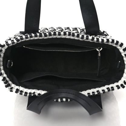 Miu Miu Nappa Matelasse Wicker Basket Bag Black White 4 of 8