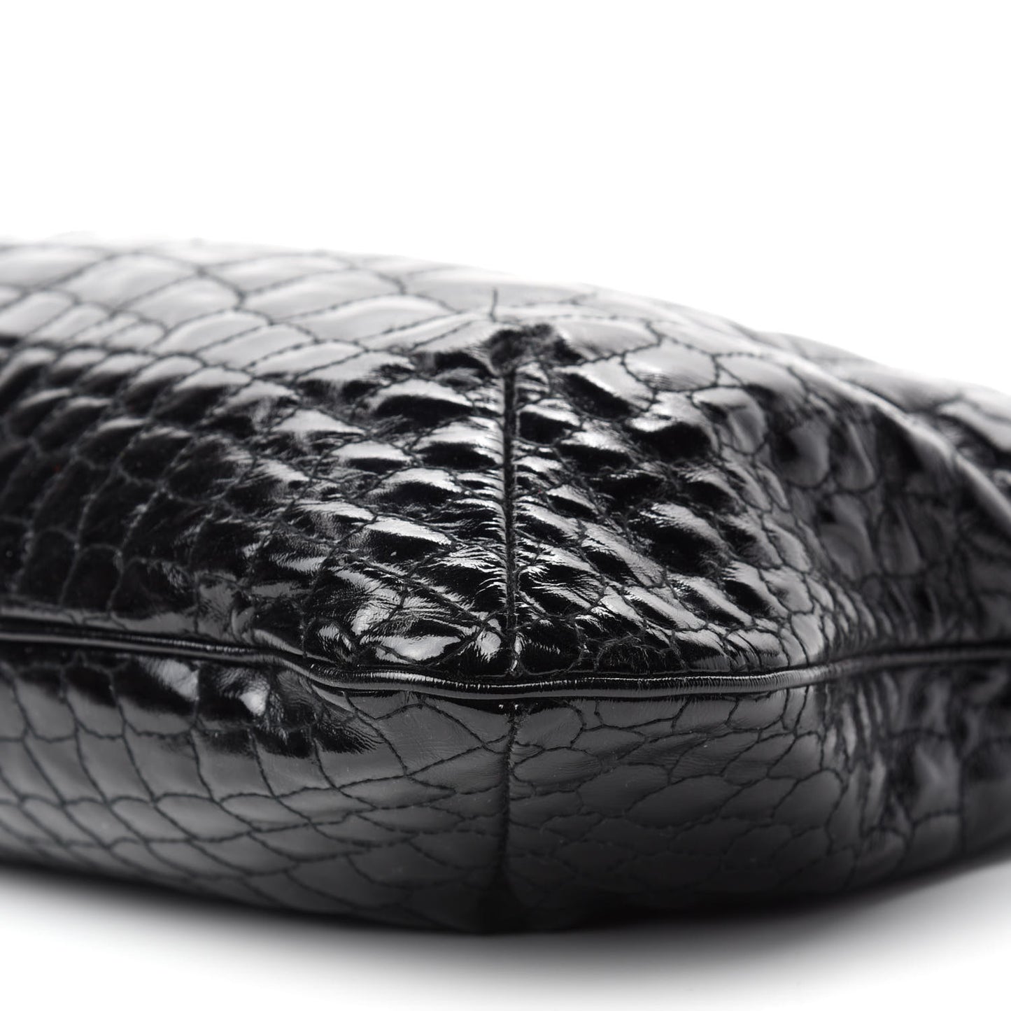 Patent Crocodile Embossed Tribute Tote Black