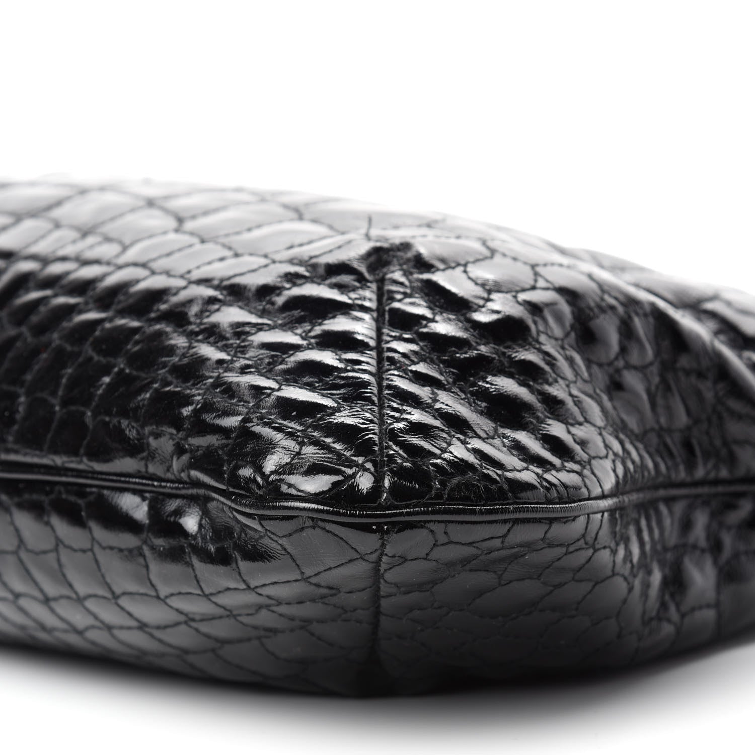 Saint Laurent Patent Crocodile Embossed Tribute Tote Black 7 of 11