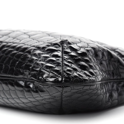 Saint Laurent Patent Crocodile Embossed Tribute Tote Black 7 of 11