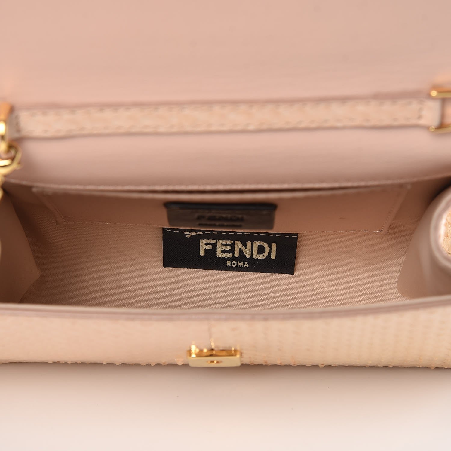 Fendi Snakeskin Mini Rush Clutch Blush 5 of 8