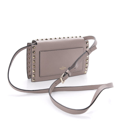 Valentino Garavani Pebbled Calfskin Small Rockstud Overlay Flap Shoulder Bag Poudre 3 of 9