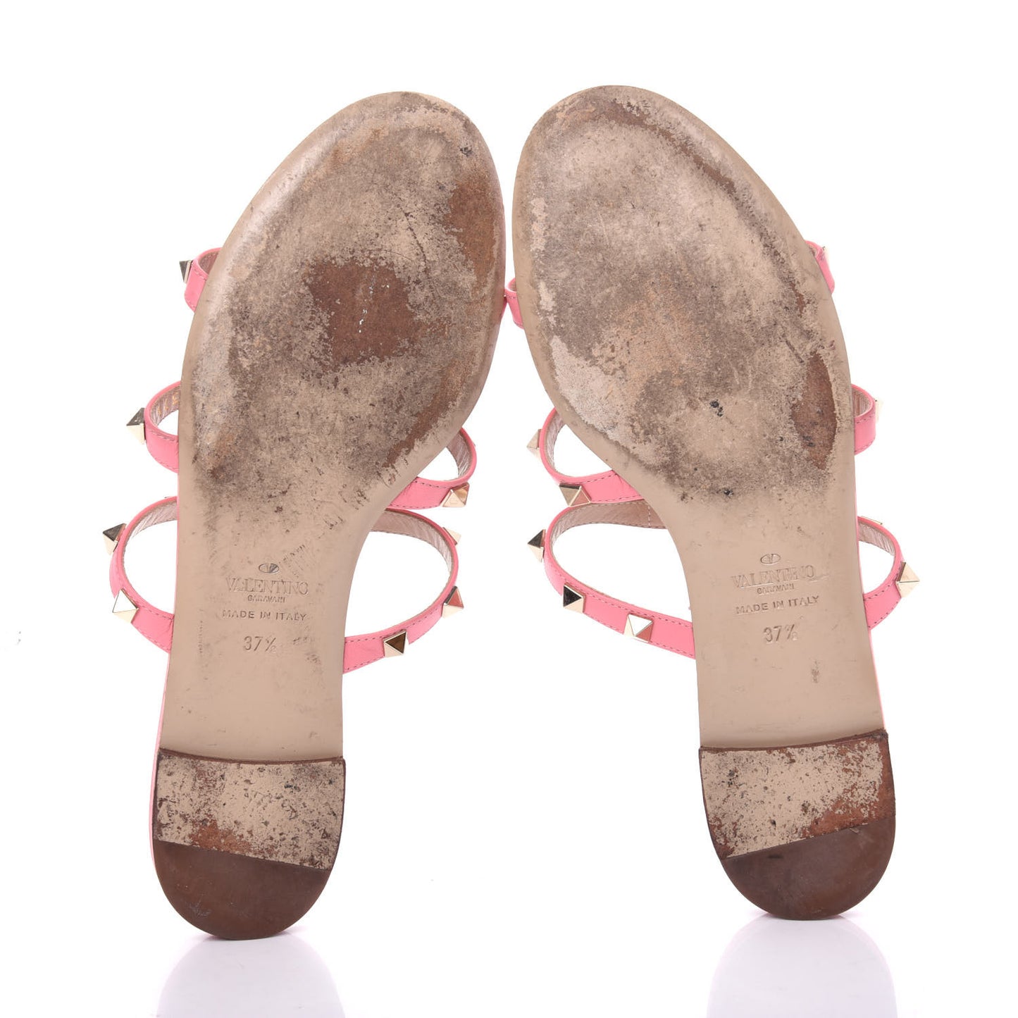 Nappa Rockstud Caged Flat Slide Sandals 37.5 Paradise Rose
