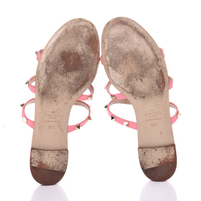 Valentino Garavani Nappa Rockstud Caged Flat Slide Sandals 37.5 Paradise Rose 6 of 10