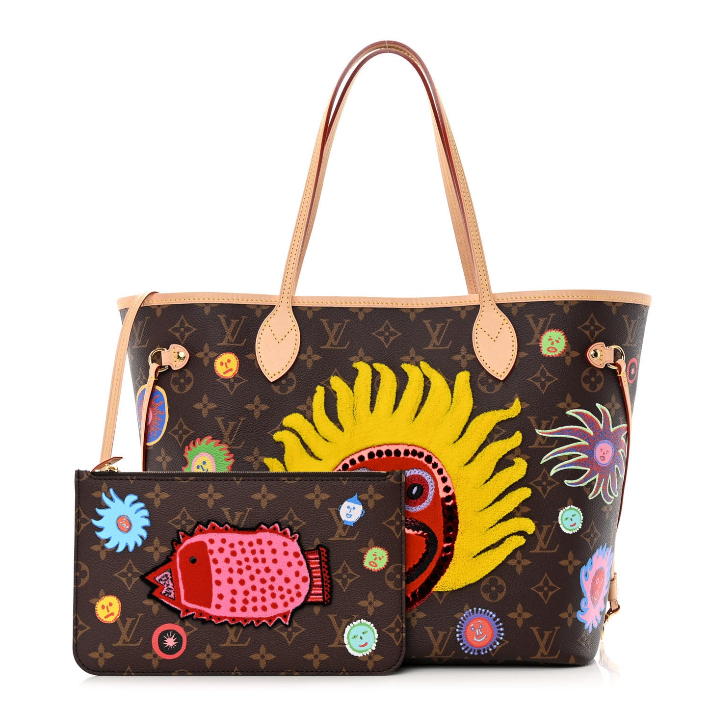 LV X YK Monogram Faces Neverfull MM