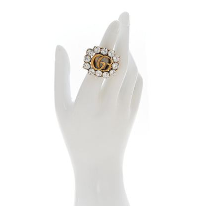 Gucci Metal Crystal Double G Ring XS Aged Gold 2 of 6