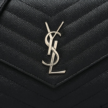 Saint Laurent Grain De Poudre Matelasse Chevron Monogram Envelope Chain Wallet Black 8 of 11