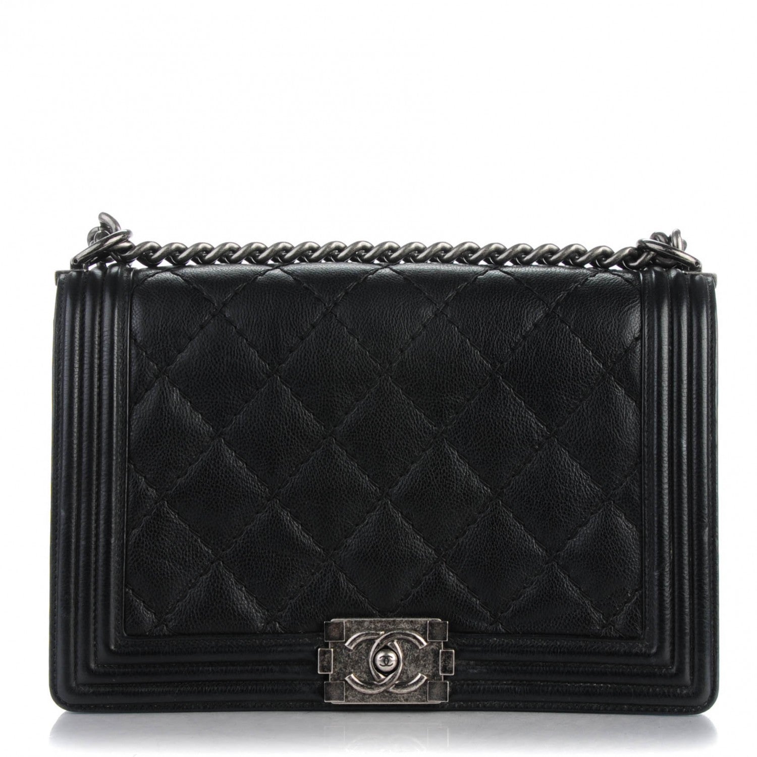 Chanel Calfskin Quilted Double Stitch New Medium Boy Flap Black 1 of 6