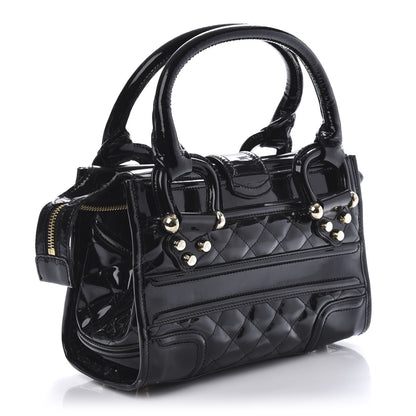 Burberry Patent Quilted Mini Manor Tote Black 3 of 9