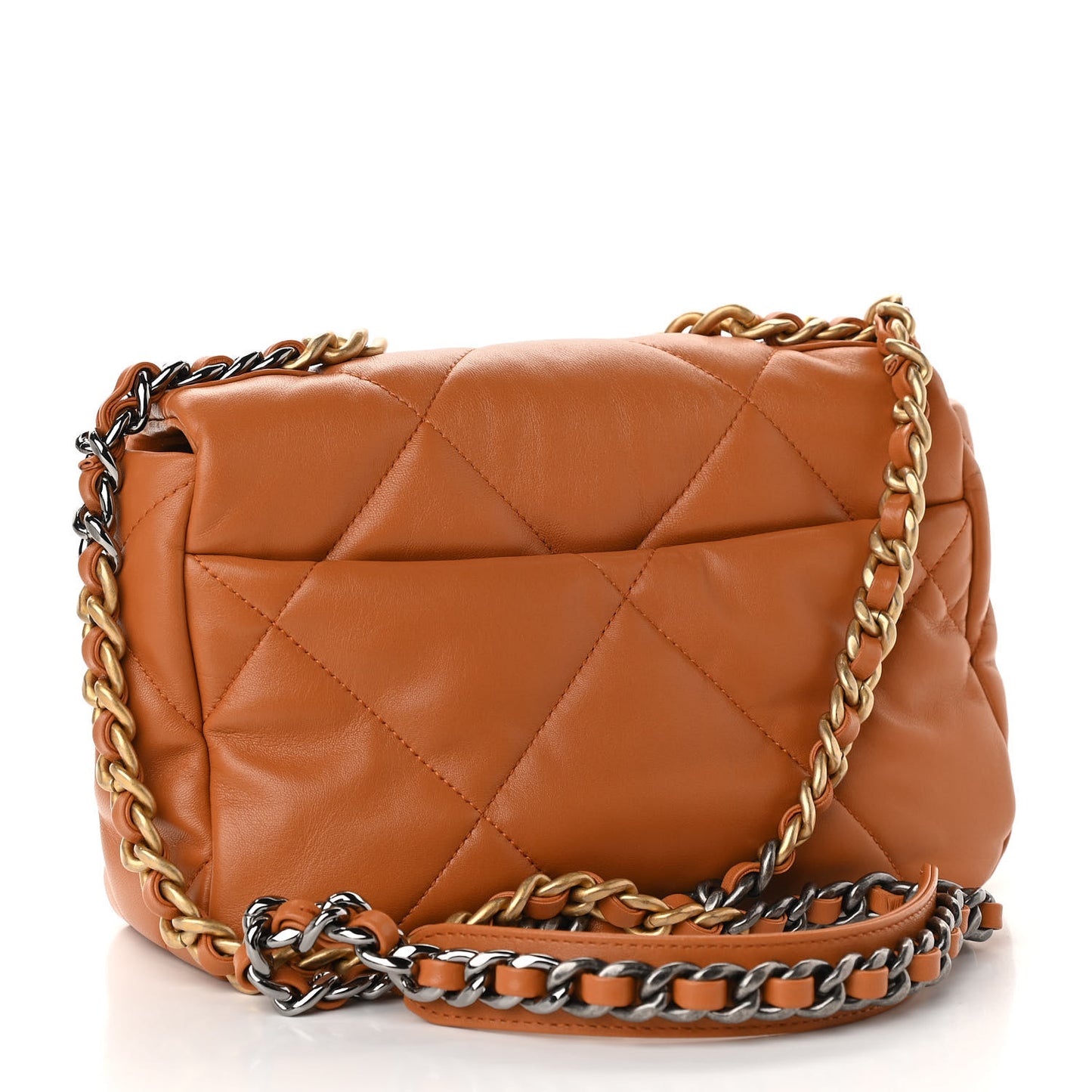 Lambskin Quilted Medium Chanel 19 Flap Light Brown