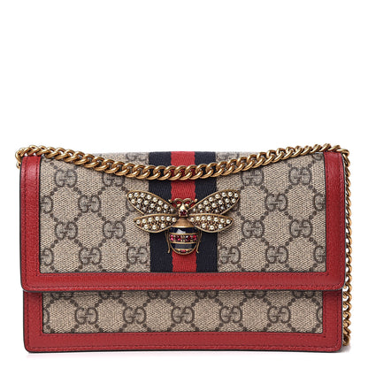 Gucci GG Supreme Monogram Web Queen Margaret Chain Wallet Red 1 of 9