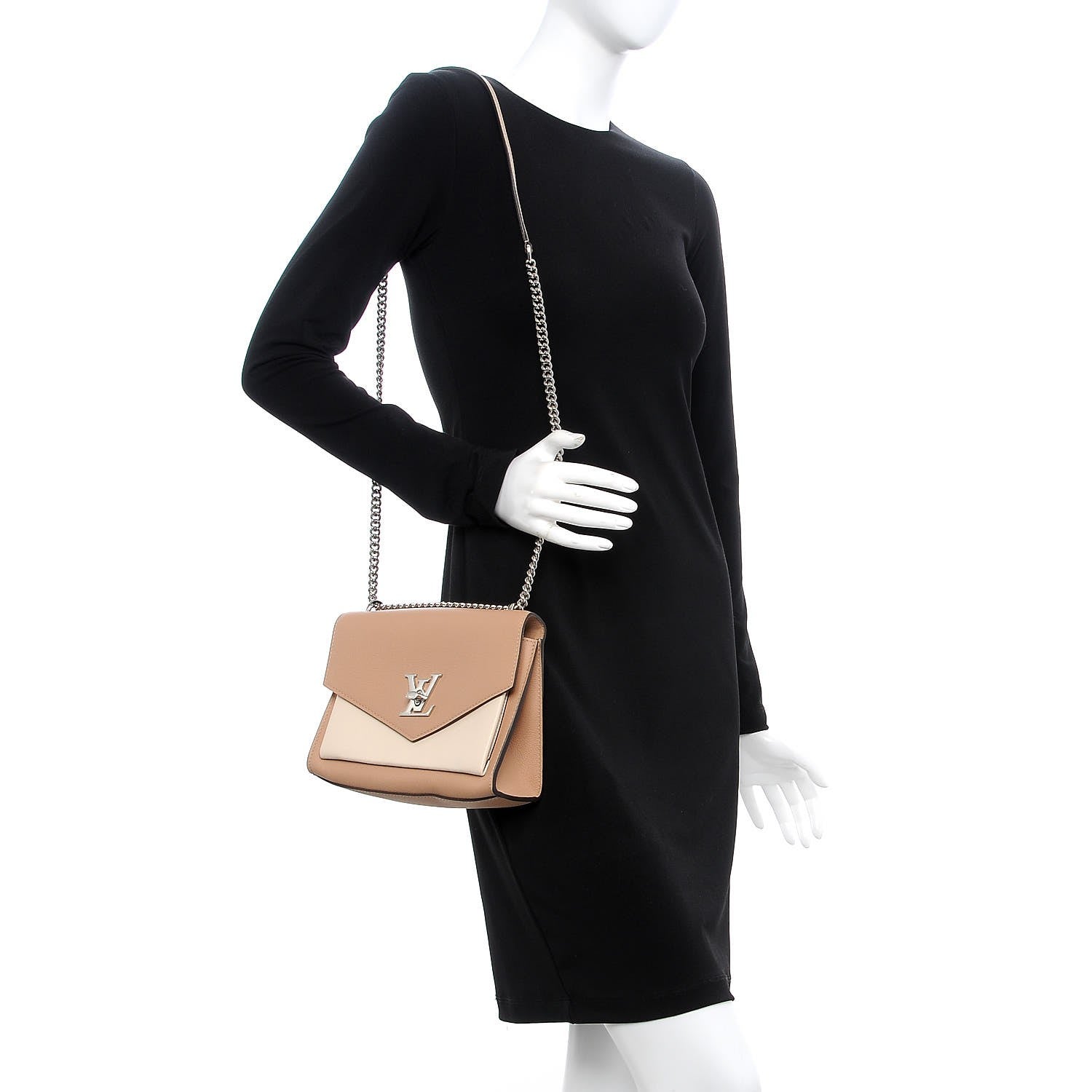 Louis Vuitton Soft Calfskin Mylockme Chain Bag BB Papyrus Creme 2 of 8