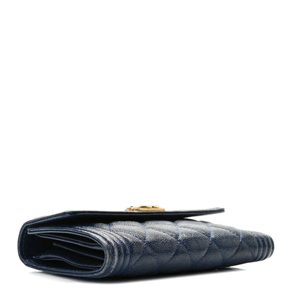 Chanel Caviar Quilted Medium Boy Flap Wallet Blue 4 of 8