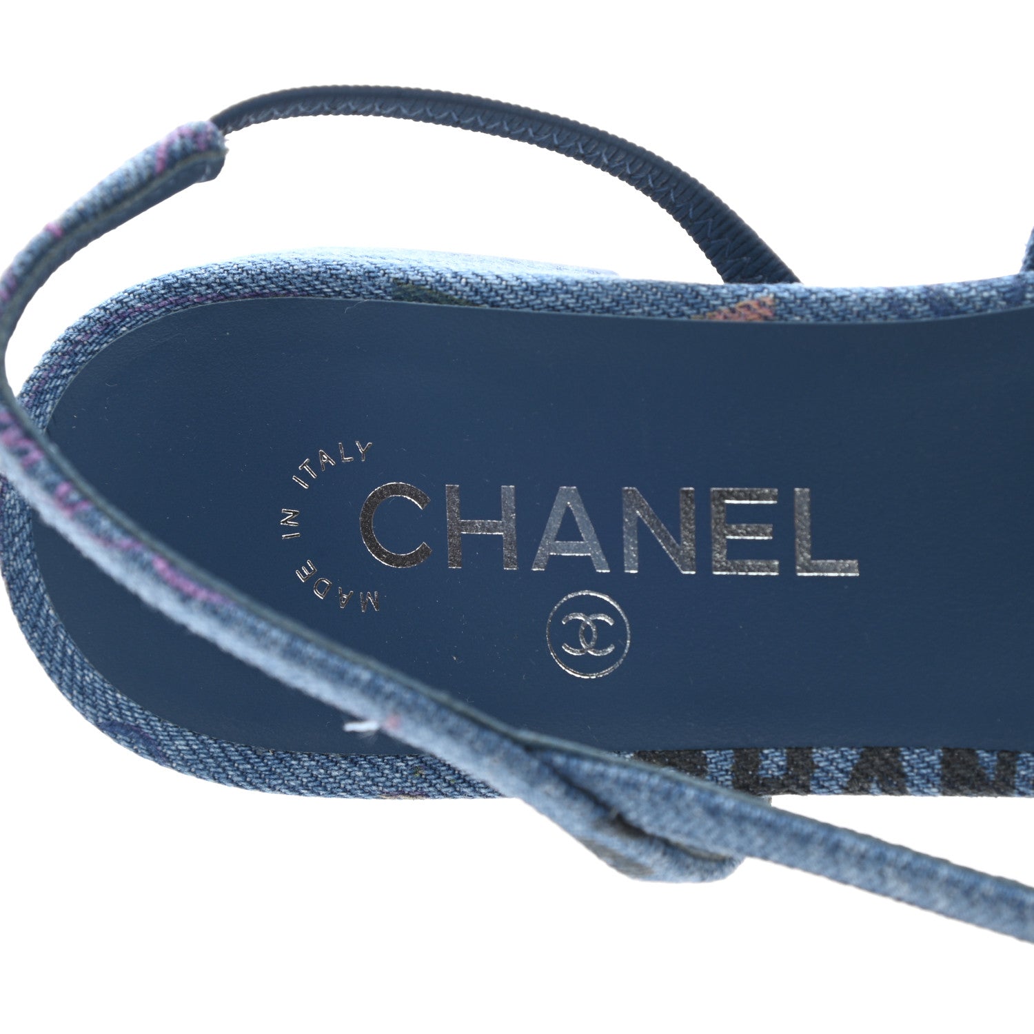 Chanel Denim Cap Toe CC Slingback Flats 40 Light Blue Multicolor 6 of 10