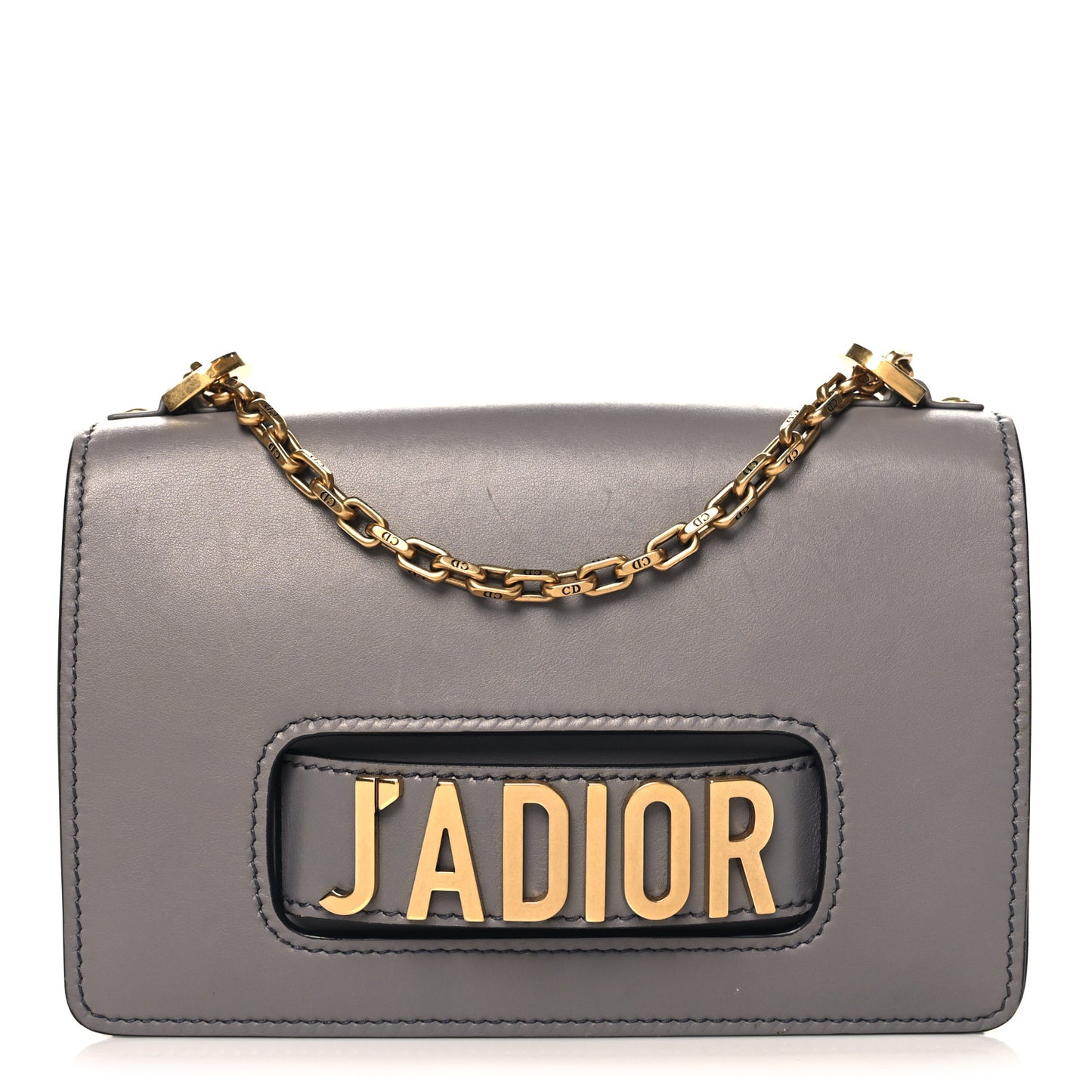 Calfskin Medium J'Adior Chain Flap Bag Iron Grey