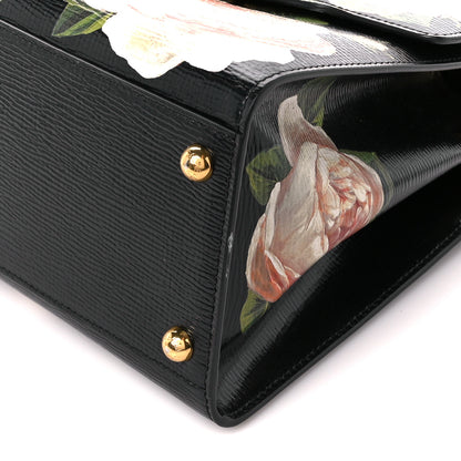 Dolce & Gabbana Grained Calfskin Floral Printed Medium Welcome Satchel Black 11 of 11