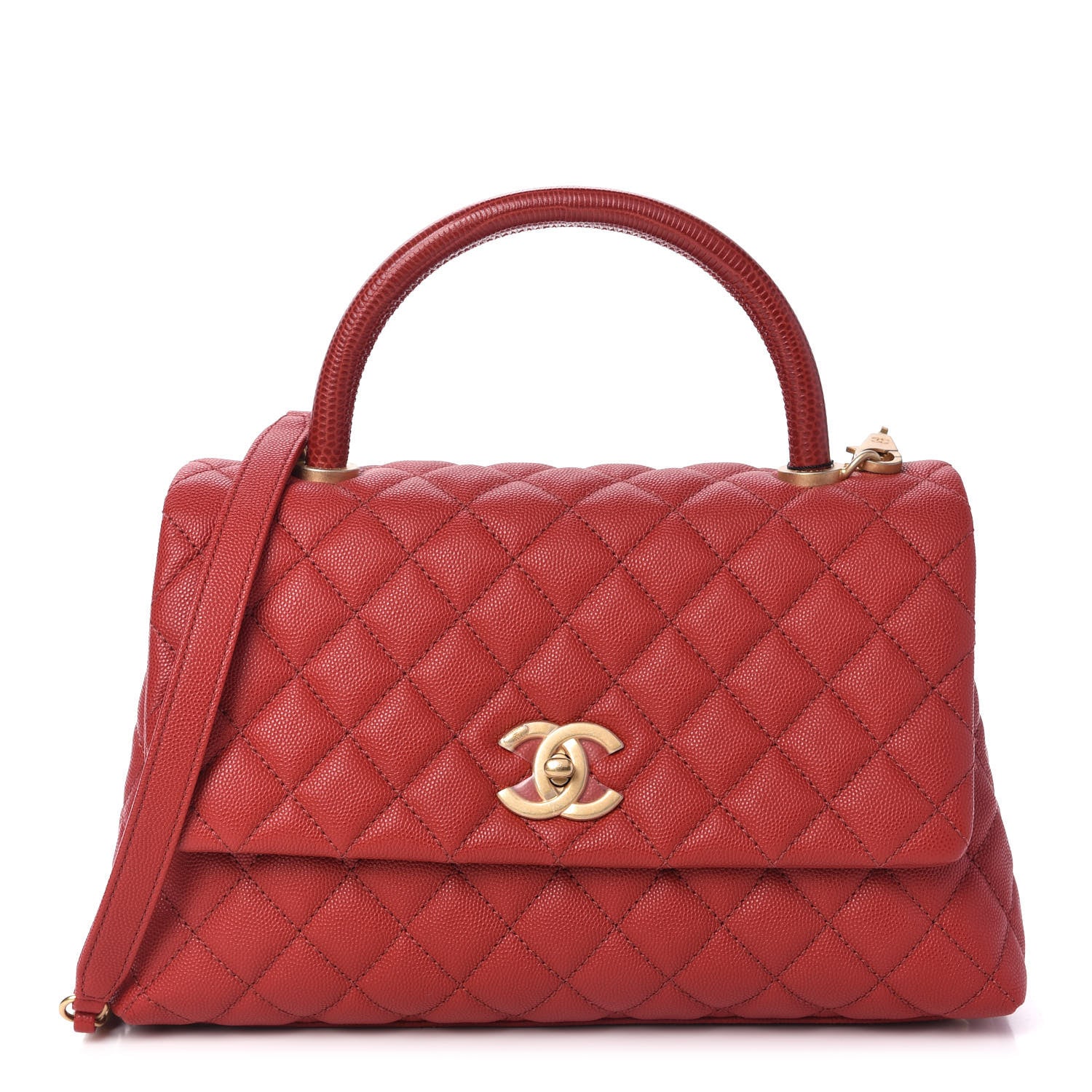 Chanel Caviar Quilted Small Coco Handle Flap Red 1 of 11