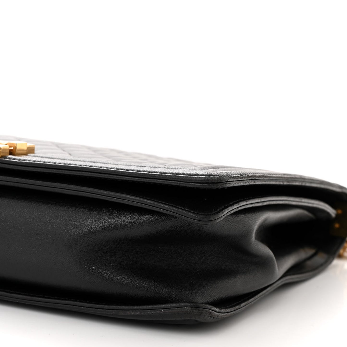 Lambskin Quilted Large Boy Flap Black